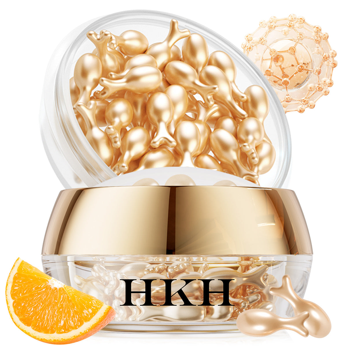 HKH Suero Super Vitamina C para la Cara - Cápsulas de Suero Facial Antienvejecimiento con Vitamina E y Niacinamida - Suero de Vit C para Mujeres - Hidratante y Uniforme en el Tono de Piel - Amigable para Viajes (38 Cápsulas)