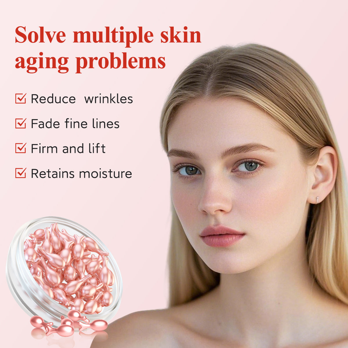 Cápsulas de Suero de Retinol HKH para la Cara: Suero Antienvejecimiento para Arrugas con Vitamina A y E Colágeno para Mujeres - Hidratante Suavizante de Líneas Finas y Reafirmante de la Piel - Amigable para Viajes (38 Cápsulas)